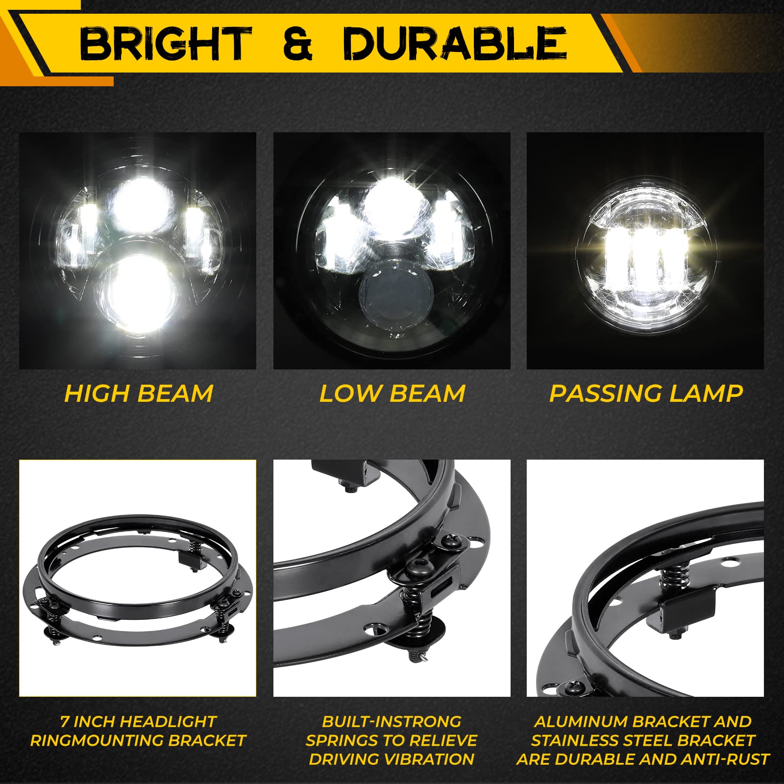 Haitzu 7 inch LED Headlight Motorcycle Passing Lamp Fog Lights Kit for Harley Davidson Touring Road King Ultra Classic Electra S